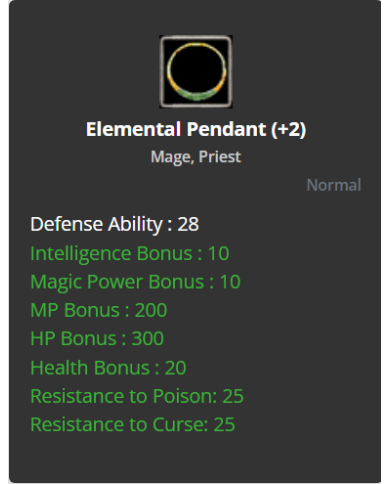 +2 Elemental Pendant