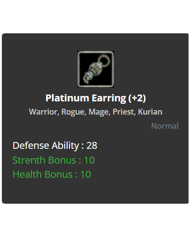 +2 Platinium Earing