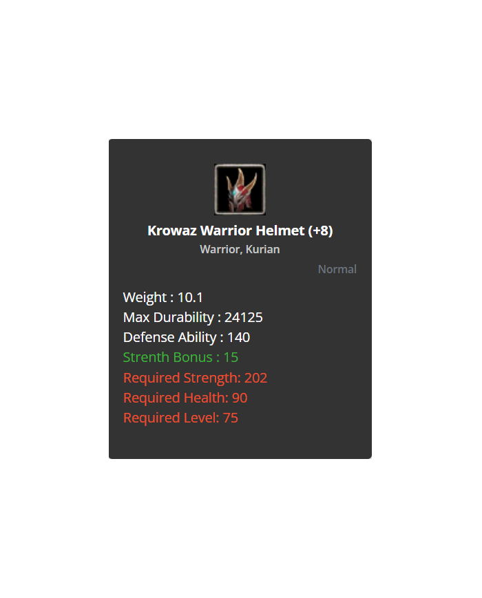+8 Warrior Krowaz Set
