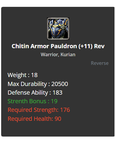 +9 Warrior Chitin Set