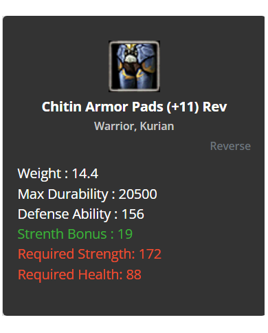+9 Warrior Chitin Set