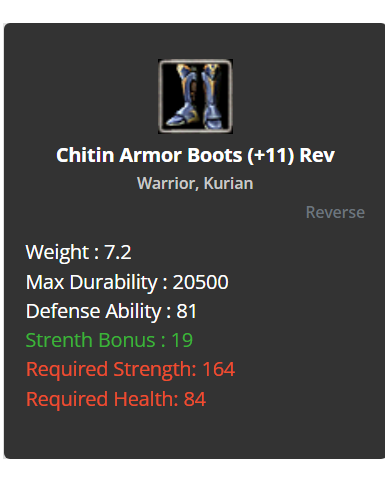 +9 Warrior Chitin Set